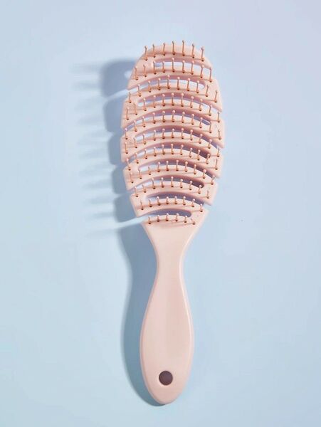 乾湿両用 オーバル型 ヘアコーム ハンドル付き 幅広タイプ シンプル デザイン 頭皮マッサージ ピンク72106