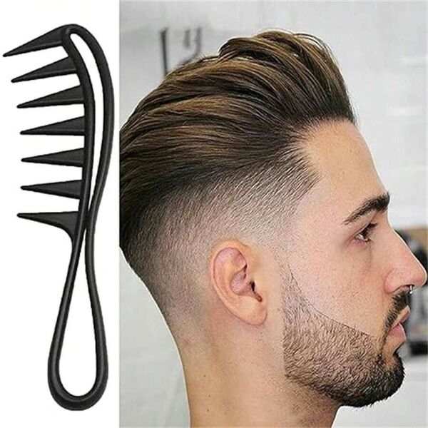 ヘアブラシ ワイドテテス オイルヘッドコーム 男性用 レトロ ビッグバックコーム メンズ ブラック くし クシ789410