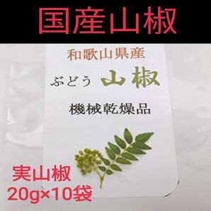 【高品質】山椒の実 和歌山 有田 乾燥 ぶどう山椒 20g×10袋
