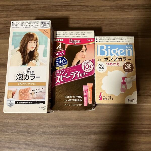 ヘアカラー ビゲン 白髪染め セット リーゼ 泡カラー ビゲン ポンプカラー スピーディーカラー ブラウン 3個 セット