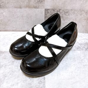 美品 リゲッタ Re:getA ブラック ストラップ付きフラットシューズ S