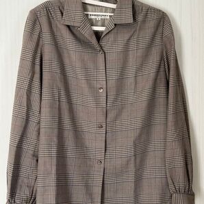 ハナエモリ 森英恵 シャツ ブラウス チェック 長袖シャツ