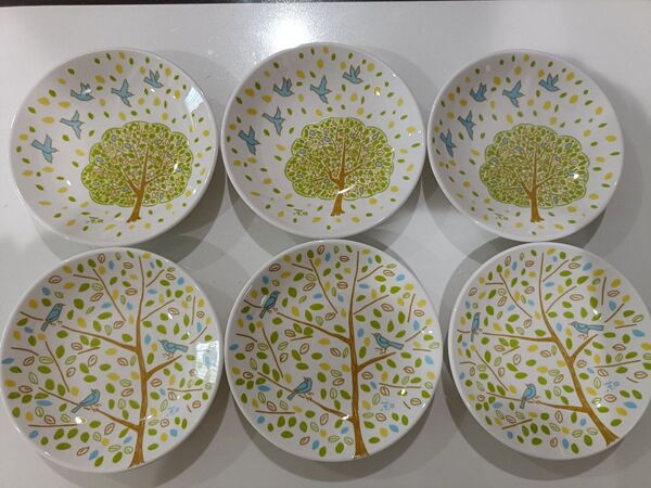 小皿 6枚 市川和美「小鳥と森の小皿」豆皿6枚セット 非売品 ガストノベルティ