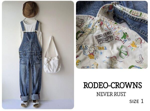 美品☆ RODEO CROWNS ロデオクラウンズ デニム オーバーオール