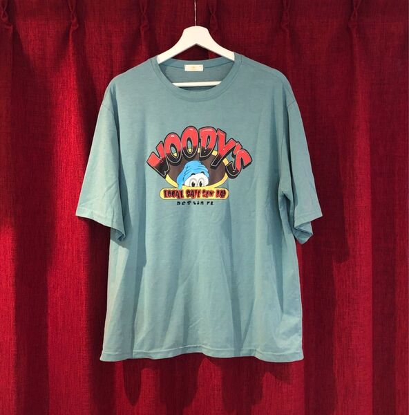 【WOODY'S LOCAL SAFE SEX BAR】Tシャツ 半袖 メンズ グリーン系 USED 古着