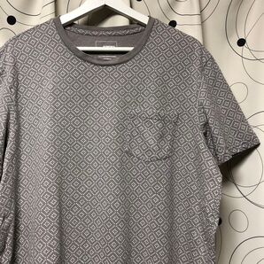 US古着【SONOMA ソノマ】総柄 ポケットTシャツ メンズ Lサイズ グレー コットン100%