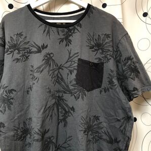US古着【QUIKSILVER クイックシルバー】総柄ポケットTシャツ メンズ XLサイズ チャコールグレー