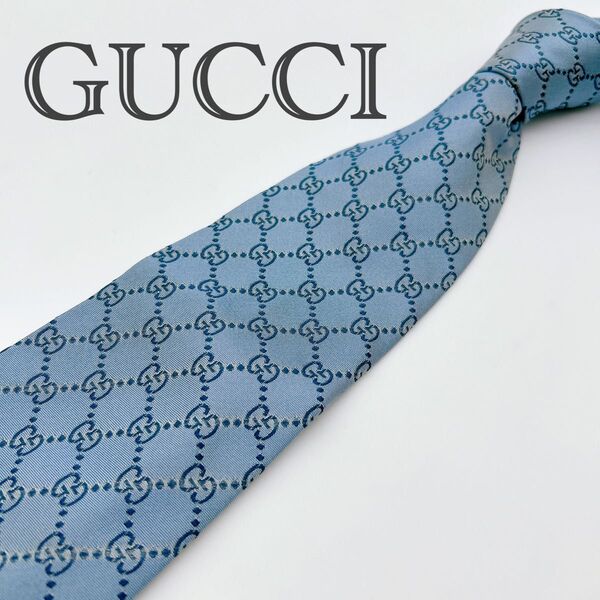 GUCCI グッチ ネクタイ シルク ビジネス ブルー