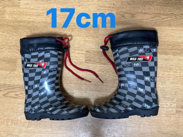 子供用紐付き雨靴 男の子 長靴 レインシューズ キッズ ジュニア 雨 雪 防寒 17cm