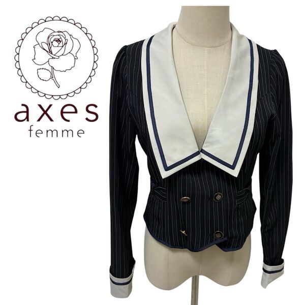 axes femme kawaii ジャケット リボン ダブルボタン ナポレオン アクシーズファム カワイイ Mサイズ セーラー