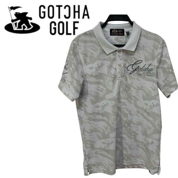GOTCHA GOLF ホワイト ポロシャツ ゴルフ Tシャツ 半袖 刺繍 ガッチャ メンズ Mサイズ 美品 ゴルフウェア
