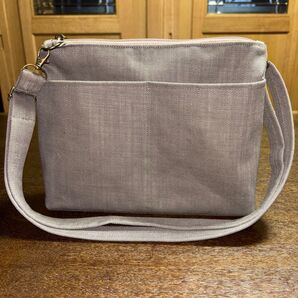 岡山デニム ショルダーバッグ サコッシュ 男女兼用 カーキグレー ハンドメイド