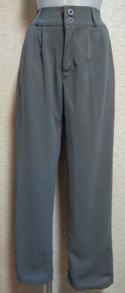 ☆未使用に近い美品☆ オフィスに最適 年中着まわせる ワイドパンツ スラックス 【グレー・L】
