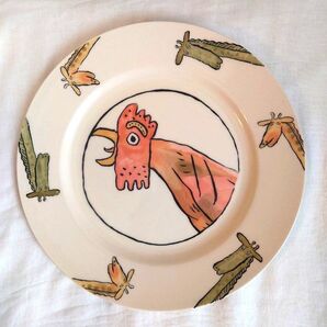 家族がまるくなる絵皿 にわとり柄 梶山俊夫デザイン デザイン大皿