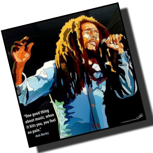 Bob Marley Design 1 Overseas Charisma Kunsttafel aus Holz zum Aufhängen an der Wand, Pop-Art-Gemälde, Poster für den Innenbereich, Kunstwerk, Malerei, Porträt