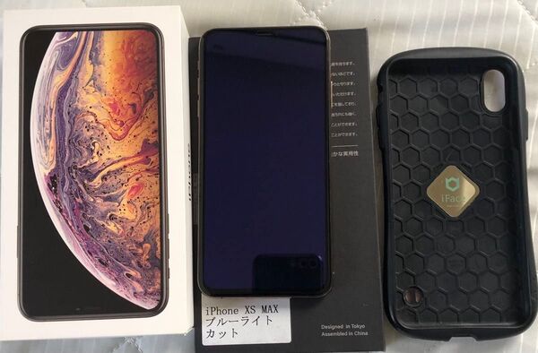 iPhone XS MAX iFace 本体、ケースカバー、ブルーライトカット保護フィルム3点セット