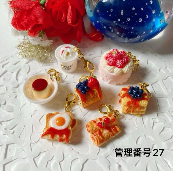 ミニチュア,フェイクスイーツケーキ パン チャーム(7点)ハンドメイド アクセサリー