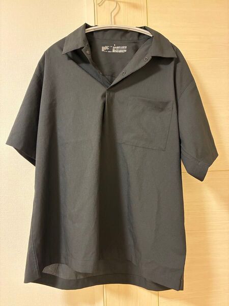 風を通す 半袖布帛ポロシャツ 黒 S 無印良品