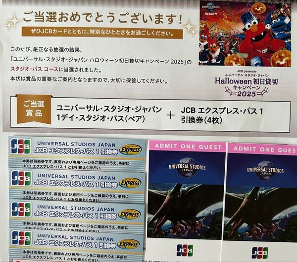 ユニバーサルスタジオジャパン 1デイパス 2枚 JCBエクスプレスパス1 4枚