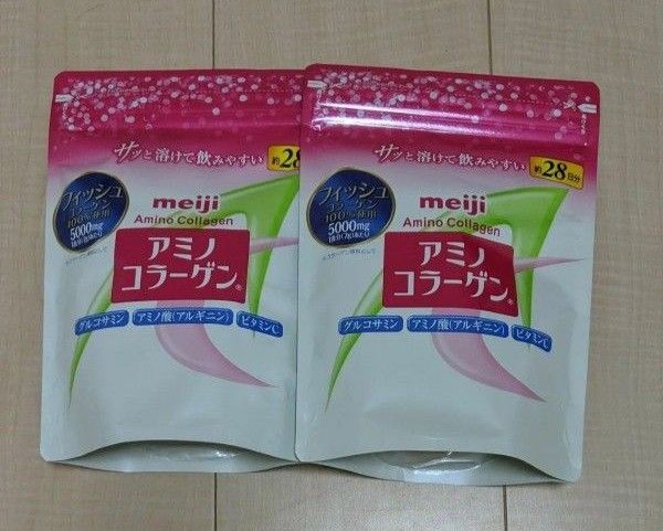 新品未開封 明治 アミノコラーゲン 詰め替え用 196g (約28日分)×2
