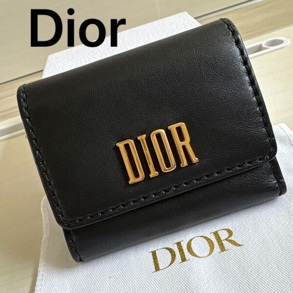 Christian Dior ディオール ブラック レザー 三つ折り財布