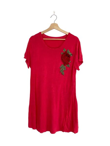 半袖 Tシャツ レディース バラ 刺繍 春 夏 薄手素材 トップス カットソー