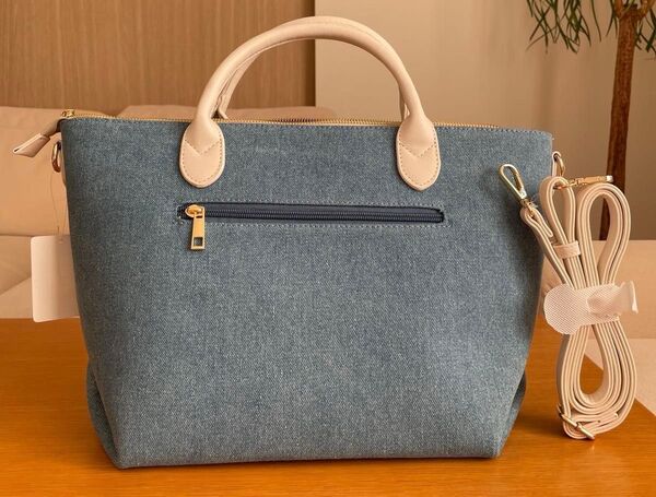 アフタヌーンティー キャンバス バック ショルダー付き 2wayバッグ デニム生地 新品 未使用