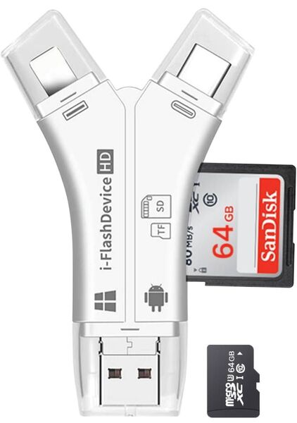 【新品未使用】多機能4in1SDカードリーダー 1TB対応 メモリ 写真 保存 転送 データ 移行 高速 ノートパソコン