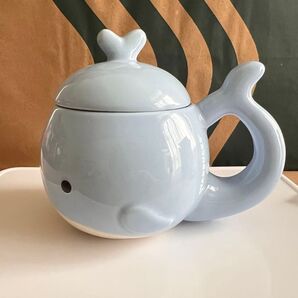 海外スタバ スターバックス クジラ蓋付きマグカップ 250mlライトブルー コースター付き 新品未使用 中国スタバ限定