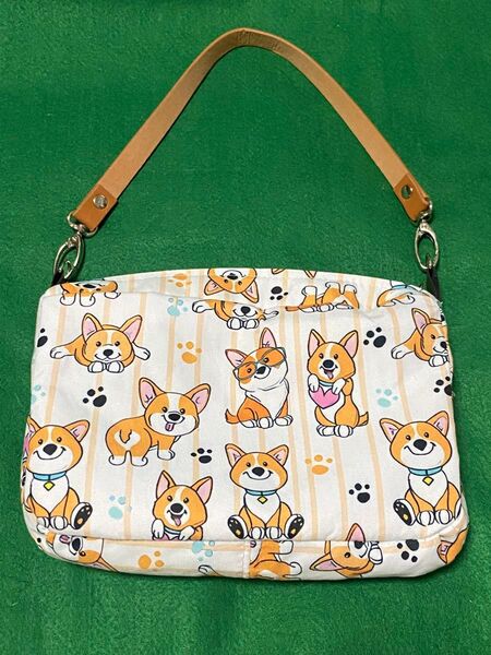 値下 1点物 ハンドメイド コーギー柄2wayバック②