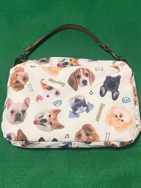 値下1点物 ハンドメイド 犬総柄2wayバッグ 柴犬 トイプードル ビーグル フレンチブルドッグ シュナウザー ポメラニアン