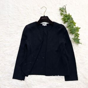 極美品 FOXEY ラメ ストーン装飾 カーディガン レーヨン 38