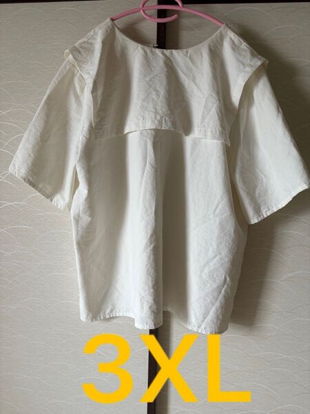 大きいサイズ3XL GU 2WAYセーラーカラーブラウス(5分袖)RS+E オフホワイト