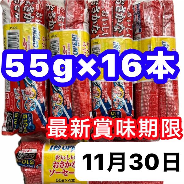 マルハニチロ おさかなソーセージ 魚肉ソーセージ 55g×16本 栄養機能食品 カルシウム 最新賞味期限 クーポン消化