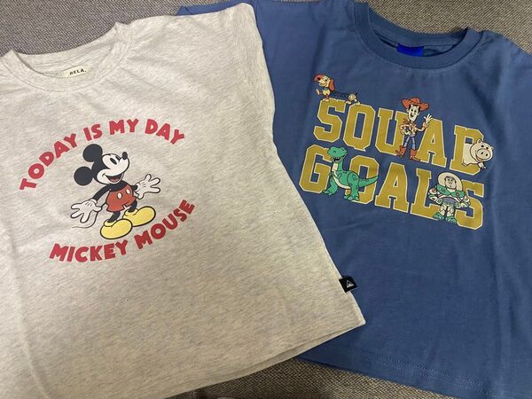 【未使用】2枚組 しまむら ディズニー 半袖 Tシャツ サイズ100 綿100% トイストーリー ミッキー