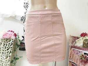  Lady's 91(1) size :m Roo a[MURUA] moist coating * fake leather tight skirt : pink 