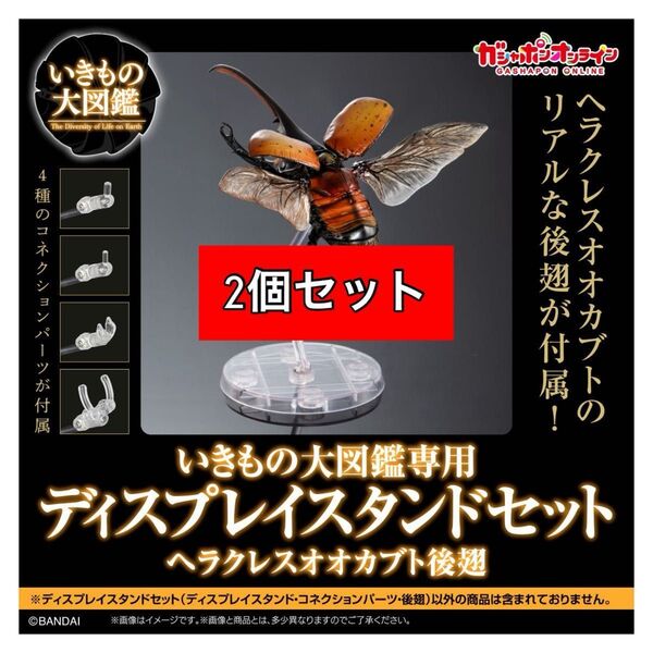 2個セット ディスプレイスタンドセット(ヘラクレスオオカブト後翅) いきもの大図鑑 バンダイ