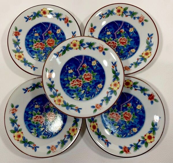 有田焼 峰山窯 花絵 小皿 5枚セット