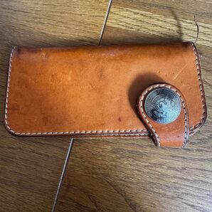 パインヒルズ 長財布 レザー コンチョ 小銭入れあり ロングウォレット ブランド メンズ ブラウン Pinehills 【中古】