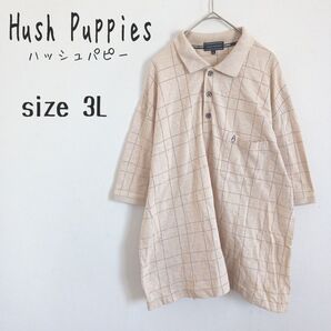 【Hush Puppies】半袖ポロシャツ チェック柄 大きいサイズ 綿100%