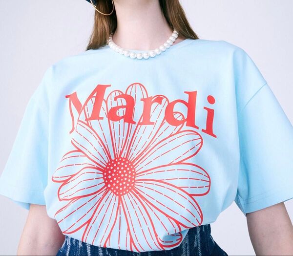 Mardi 花柄プリント Tシャツ 水色