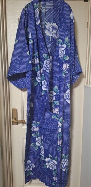 浴衣 紫系 花柄 綿100% ゆかた 夏祭り 花火大会