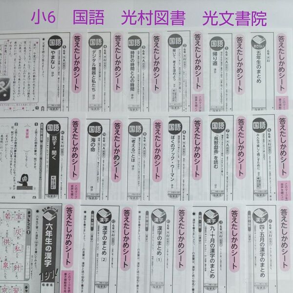 小6 国語 カラーテスト答え 光村図書 光文書院