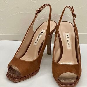 DIANA ダイアナ サンダル 22cm オープントゥ シルキー スウェード ヒール