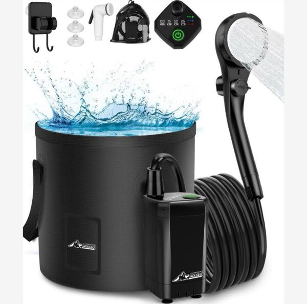 ポータブルシャワー アウトドア 携帯シャワー 20L 折りたたみ式 バケツ付き