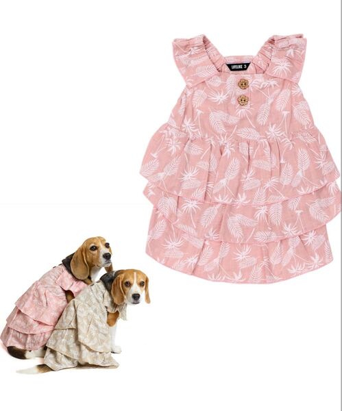 美品 未使用 LIFELIKE 犬用ワンピース ピンク フリル サイズ 4 シーサイドアロハワンピ