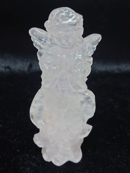 ローズクォーツ☆天使・エンジェル置物☆高さ10cm★新入荷!!天然石