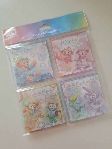 【新品】東京ディズニーシー ダッフィー&フレンズ20周年カラフルハピネス メモ4個
