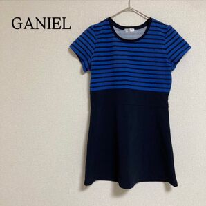 GANIEL 半袖チュニック Tシャツ ボーダー柄 L トップス ストレッチ カットソー