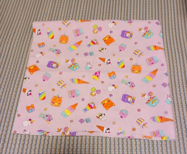 20 パフェ&アイス&キャンディ&ネコ柄生地 ピンク色 108×50cm☆